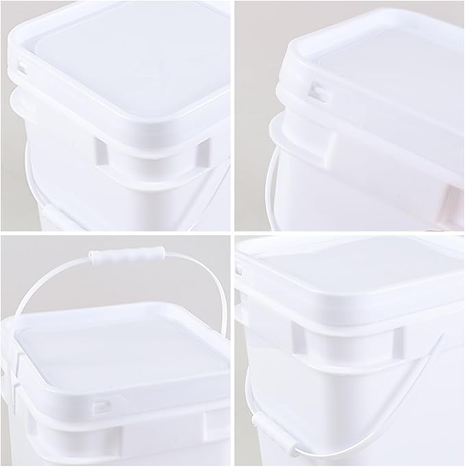 Xyskin 3 Gallon Mixing Bucket, White Food Grade Bucket, Paint Pail with Seal Lids, 11 Liter Paint Bucket with Handle, Pack of 4
