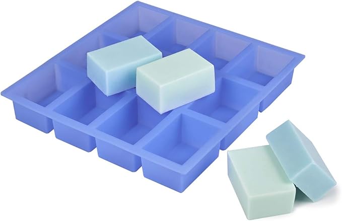 Thick Rectangle Silicone Soap Mold 4oz, 12 Bar Soap Mold for Soap Making, Thick and Durable with Flat Sides and Smooth Lines