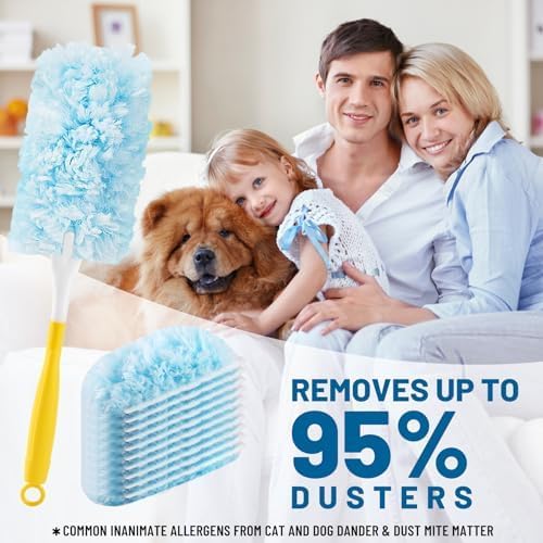 Duster Refill for Swiffer Duster Refill，360 Dusters Heavy Duty Refills, Multi Surface Disposable Duster Kit Unscented for Home, Office, Furniture (60 Count + 2 Handle)