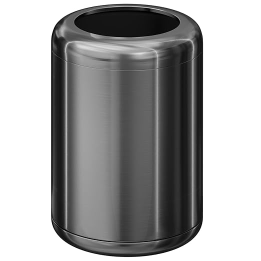 10L/2.6Gal Brushed Stainless Steel Trash can,Open Top Wastebasket Bin,Garbage Can for Bathroom,Living Room,Office,Kitchen,Bedroom,Hotel (Black Gold)
