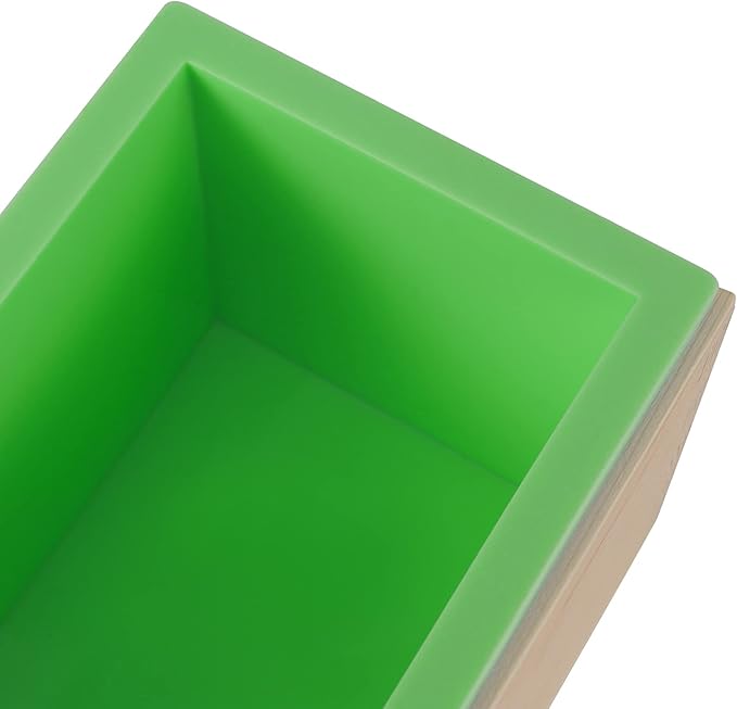 2 Pack 42oz Flexible Rectangular Silicone Soap Mold, Soap Loaf Mold with Wooden Box for Soap Making, Candle, Cake, Pudding, Chocolates, Green