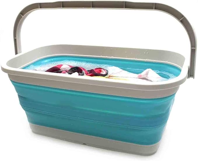 SAMMART 11.6L (3.06 Gallon) Collapsible Rectangular Handy Basket/Bucket (Bright Blue, 1)