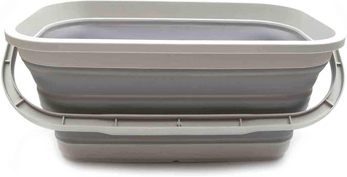 SAMMART 11.6L (3.06 Gallon) Collapsible Rectangular Handy Basket/Bucket (Grey, 1)