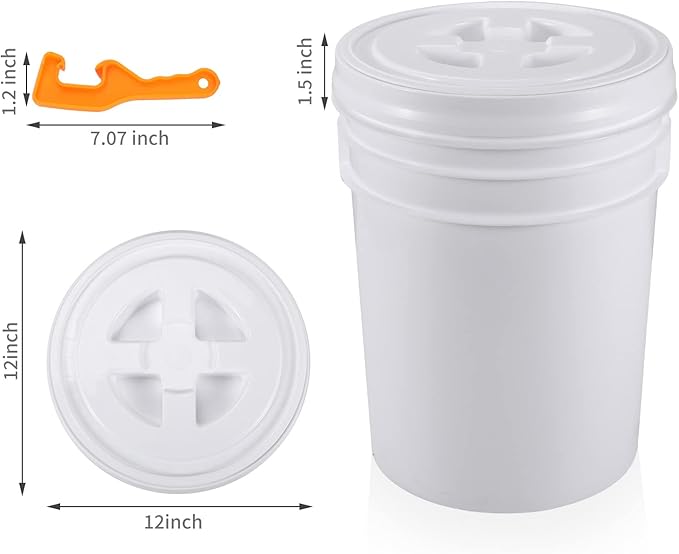 2 Pieces 5 Gallon Bucket Lid with Bucket Lid Opener,Plastic Storage Bucket Leak-Proof Screw Seal Lids,Pet Food Storage Container Lid for Home Paint Storage Buckets
