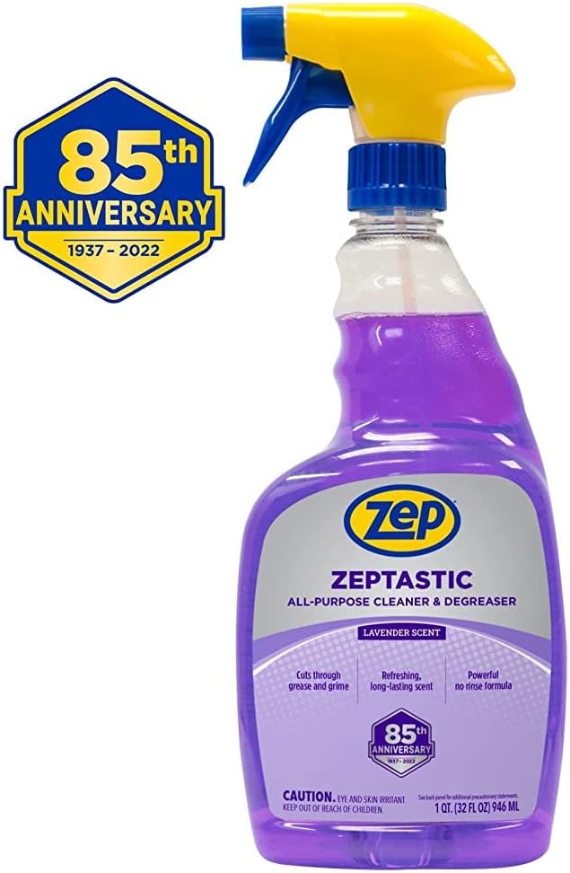 Zep Zeptastic All-Purpose Cleaner and Degreaser - 32 oz (Case of 12) 325712 - Refreshing Lavender Fragrance, Cuts Through Grease and Grime, Powerful No Rinse Formula