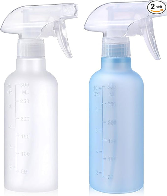 Spray Bottles, Small Spray Bottle for Hair Cleaning Plants Pet, Mist/Stream Adjustable, BPA-free Plastic Water Squirt Bottle 10 oz (300ml), 2 Pack