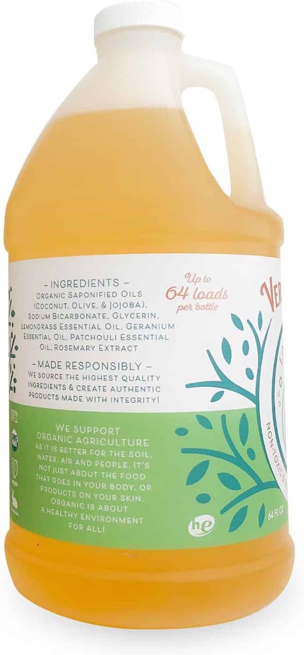 Vermont Soap Laundry Detergent, Laundry Soap, Natural Laundry Detergent Liquid, Baby Detergent, washing — Spring Breeze, 64 Fl Oz