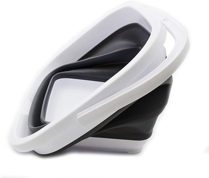 SAMMART 11L (2.9 Gallon) Collapsible Rectangular Handy Bucket (1, White/Grey)