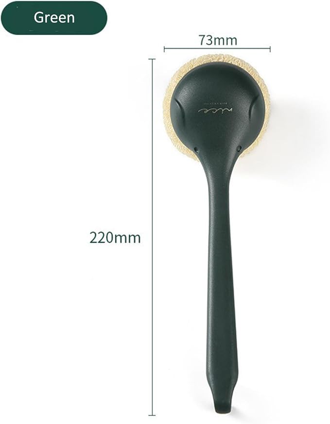 Kitchen Dish Scrubber with Long Handle, Heavy Duty Scrubbing Brushes for Dishes, with Plastic Replacement for Cleaning Kitchen, Pots, Pans, Grills (Long Handle Green)