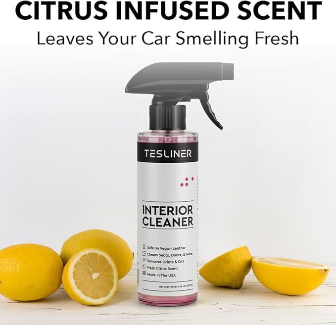 Tesla Seat Cleaner & Stain Remover - Interior Cleaner, Safe on Black & White Vegan Leather, Interior Cleaning Products for Seats, Dash, Console | Tesla Model 3 Y S X Juniper Accessories 2025 & 2026