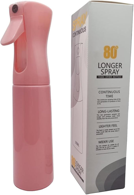 Continuous Fine Mist Spray Bottle for Hair (10.1oz / 300ml) – Ultra Fine Sprayer for Hair-Styling, Barber, Cleaning, Plants, Pets & Salons - ((Pink))