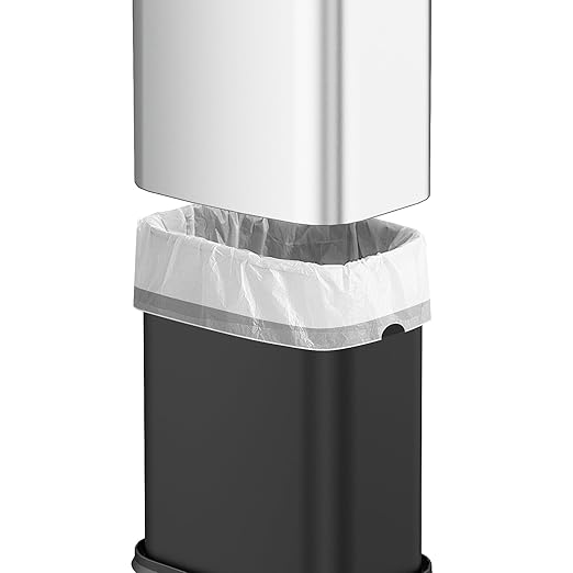 2.6 Gal Stainless Steel Bathroom Trash Can,Metal Waste Baskets with Removable Inner Bucket,Small Office Garbage Can