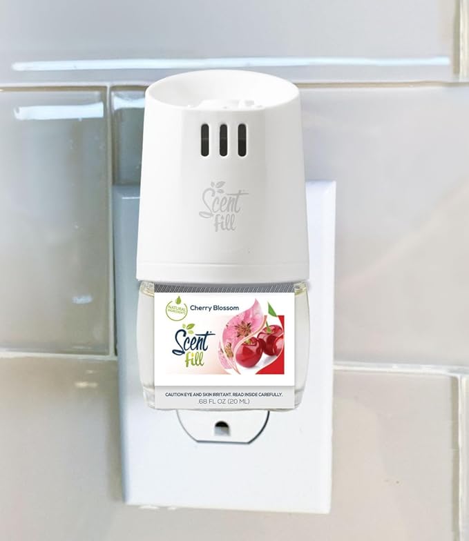Scent Fill Cherry Blossom Plug in Air Freshener, Scented Oil Refills, 2 Refills + Diffuser