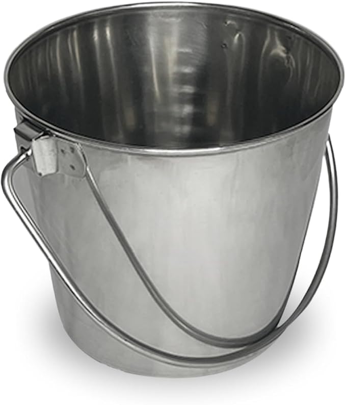 Advance Pet Products Heavy Stainless Steel Round Bucket, 6 Quart