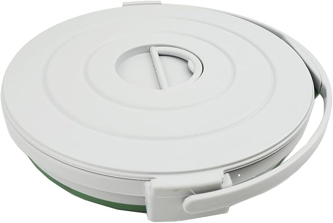 SAMMART 10L (2.64Gallon) Collapsible Fishing Bucket with Locking Lid - Portable Plastic Water Pail - Space Saving Outdoor Waterpot - Trunk Organizer for All Types of Vehicles (Grey/Dark Sea Green)