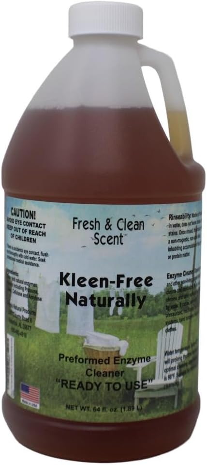 Naturally Preformed Enzyme Cleaner, Enzyme Solution, Multi-Purpose Cleaner, Laundry Additive and More - Concentrate-Fresh and Clean Scent-64oz