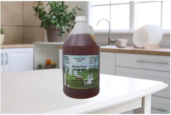 Naturally Preformed Enzyme Cleaner, Enzyme Solution, Multi-Purpose Cleaner, Laundry Additive and More - Concentrate - Fresh and Clean Scent -128oz