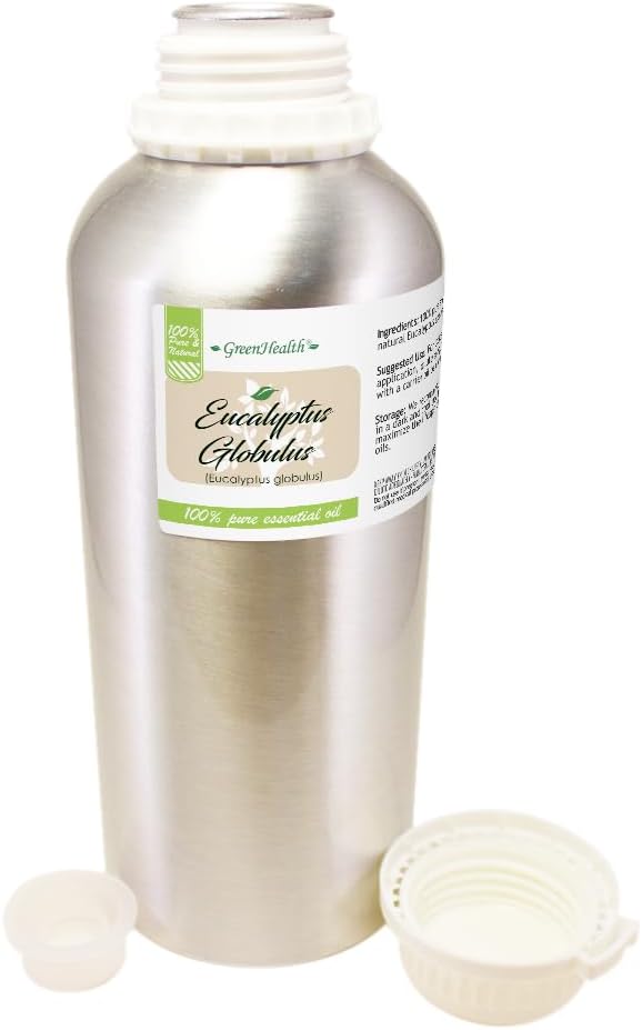 GreenHealth Eucalyptus Essential Oil – 32 fl oz (946 ml) – 100% Pure & Natural – Bulk Aromatherapy Oil in Aluminum Bottle – for Diffuser, Cleaning, Air Freshener, Home Fragrance