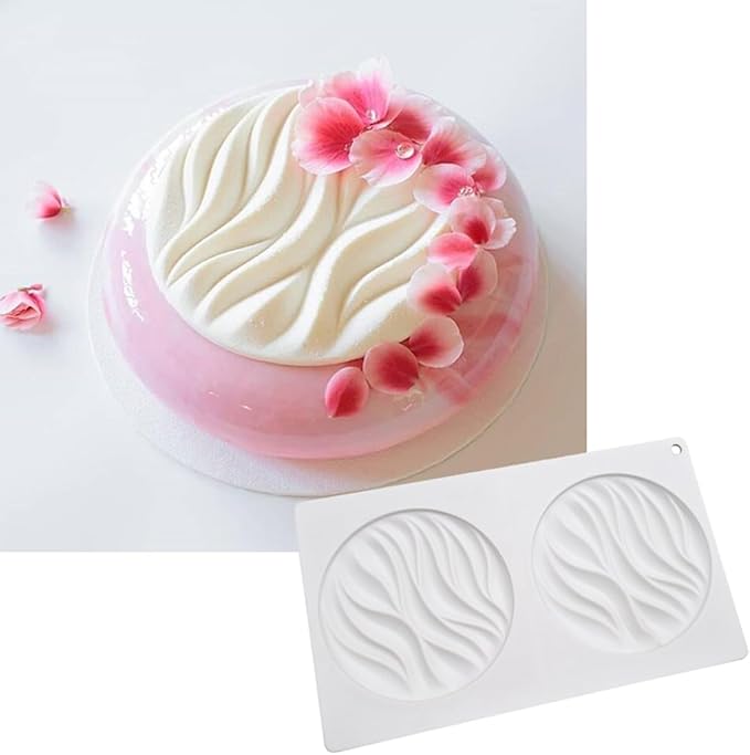 mostsom Silicone Molds Baking Mold for Mousse Cake, Silicone Mold for Chocolate, French Dessert Mold for Pastry Chocolate, Reusable Non-Stick Easy Release Baking Molds (D_ Round Wave)
