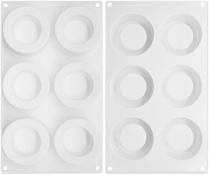 Shot Glass Chocolate Silicone Molds, 6-Cavity Round Mousse Molds for Ice Shot Glass Cookie Candy Mousse Dessert Pudding Dessert