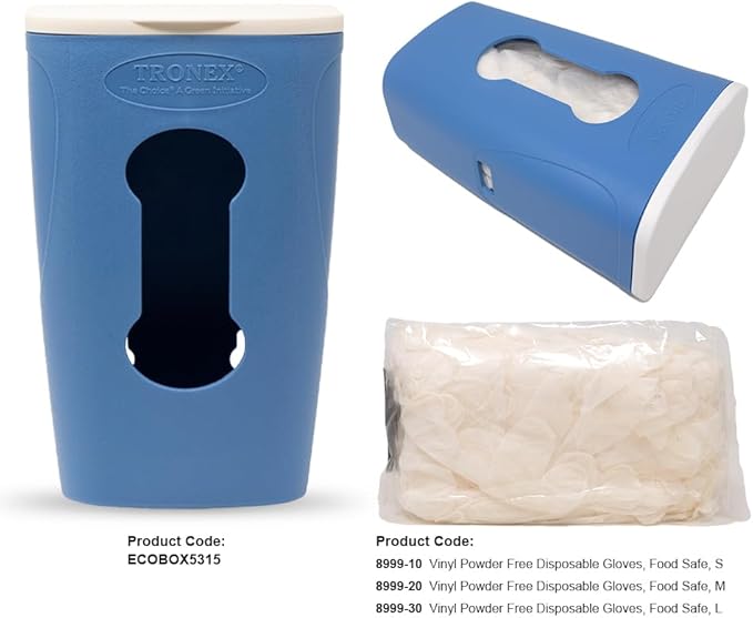 TRONEX 1200 Pack Food Safe Vinyl Gloves and Eco Pack Disposable Gloves Dispensing Box Refillable