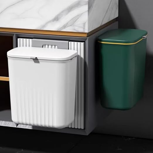 2.4 Gallon Kitchen Trash Can with Lid Compost Bin for Counter Top or Under Sink Large Capacity Garbage Can for Kitchen Bathroom Bedroom Laundry Room (Green)