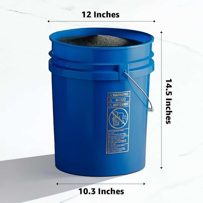 10 Pack - 5 Gallon Heavy-Duty Plastic Buckets with Metal Handle, 90 Mil, Food Safe & Multipurpose