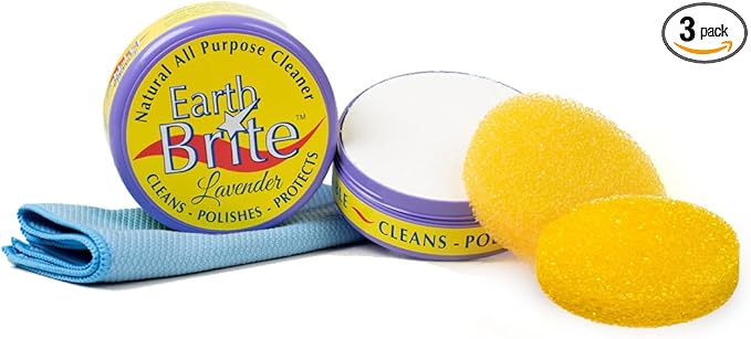 All Natural Multipurpose Cleaner for Bathroom, Floor, Kitchen and More | 300g Lavender Natural Clay Tub + Sponge (2-Pack) Includes Bonus Diamond Towel Cleaning Supplies Kit