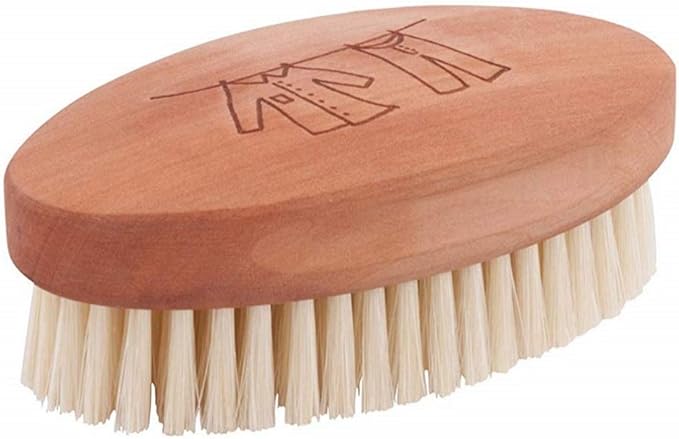 REDECKER Laundry Brush 4-1/2 inch Natural Pig Bristle Laundry Brush Made in Germany - Oiled Pearwood Handle - Laundry Brush for Stains - Wooden Laundry Cleaning Brush