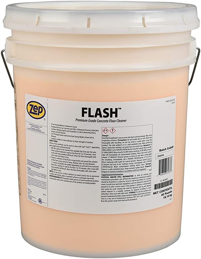Zep Flash Powdered Concrete Floor Cleaner - 40lb (Case of 1) 72333 - Removes Dirt, Grease and Grime (Business Customers Only)