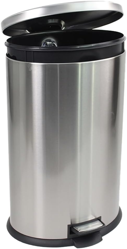 Trash Can with Lid - Assembled in USA 40 Liter/10.5 Gallon Stainless Steel Trash Can with Odor Protection Kitchen Garbage cans with Soft-Close Foot Pedal for Bathroom Home Office, Silver