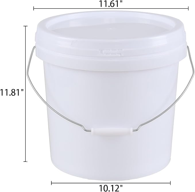 Teyyvn 4 Gallon White Bucket Pail Container with Lid for Food, 4 Pack Plastic Bucket All Purpose Pail with Lid and Handle