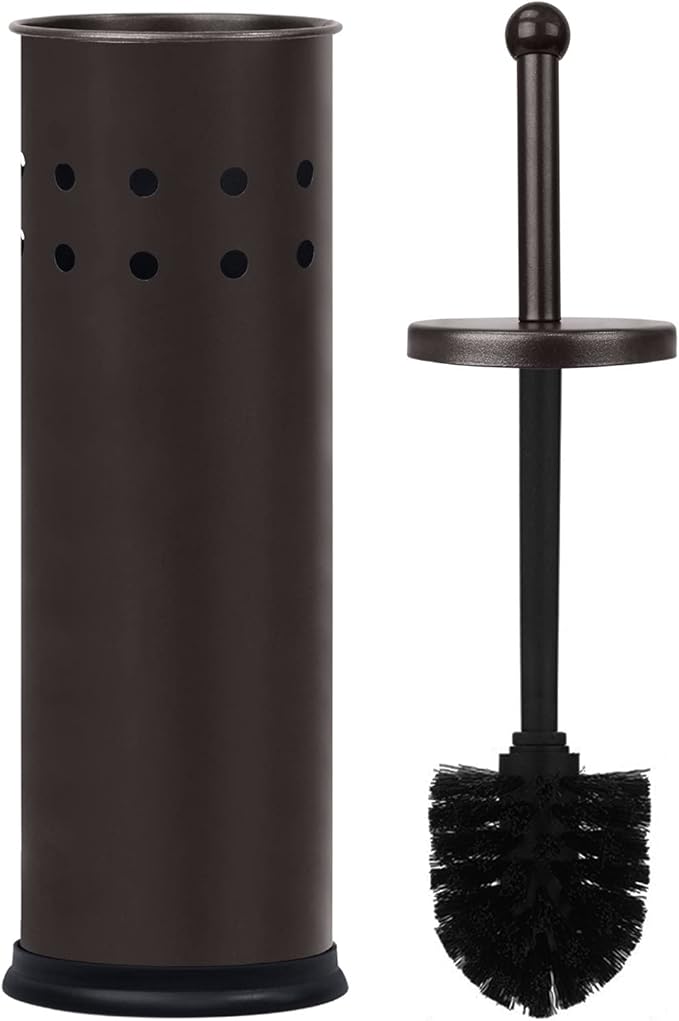 Blue Donuts Toilet Brush and Holder - Cleaning Bowl Cleaner, Stainless Steel, Oil Rubbed Bronze