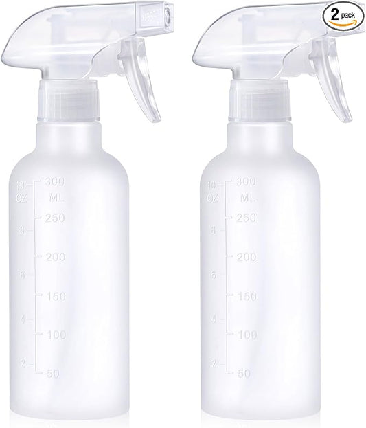 10 oz Spray Bottles, Mist/Stream Adjustable Small Spray Bottle for Hair Cleaning Plants Pet, BPA-free Plastic Water Empty Squirt Bottle with Measurements, 2 Pack