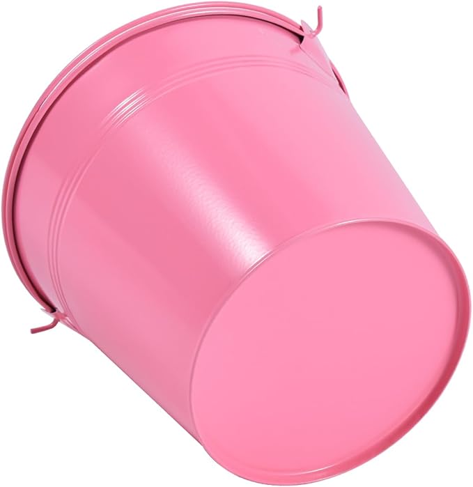 OBTANIM 7 Pack Pink Metal Buckets with Handle Galvanized Ice Pails for Plants, Succulents, Party Favors Organizing, Rustic Home Decor or Classrooms Pencil Storage (6 x 4.4 inch)
