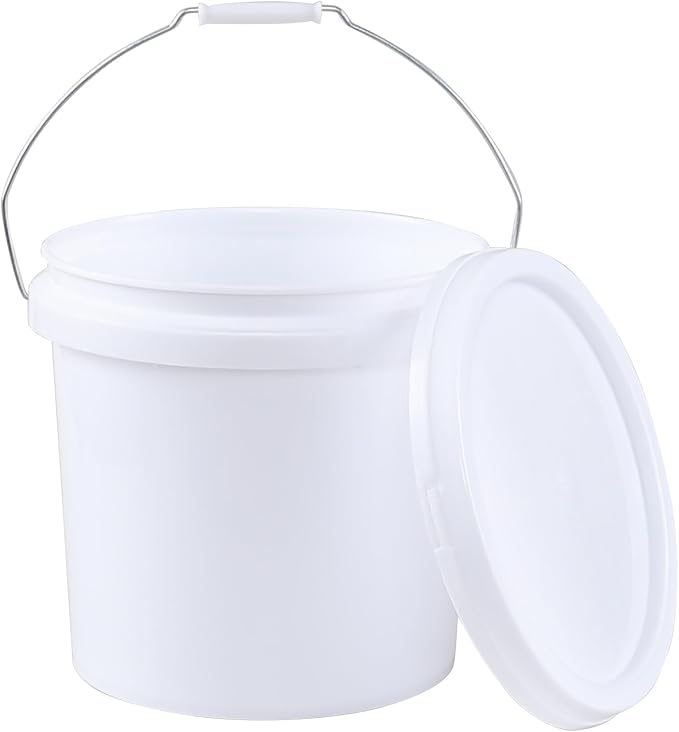 4 Pack 4 Gallon Pet Food Storage Container, All Purpose Round Pail with Handle and Airtight Lid to Lock in Freshness, White Bucket with Lids