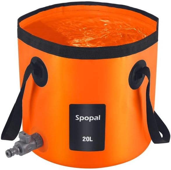 Collapsible Bucket with Handle 20L, Multifunctional Folding Water Container for Camping, Hiking, Traveling, Fishing, Laundry, Gardening, Waterproof, Durable, Lightweight