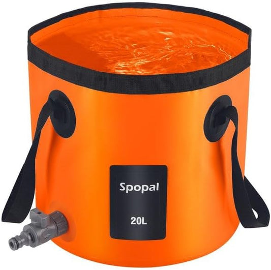 Collapsible Bucket with Handle 20L, Multifunctional Folding Water Container for Camping, Hiking, Traveling, Fishing, Laundry, Gardening, Waterproof, Durable, Lightweight