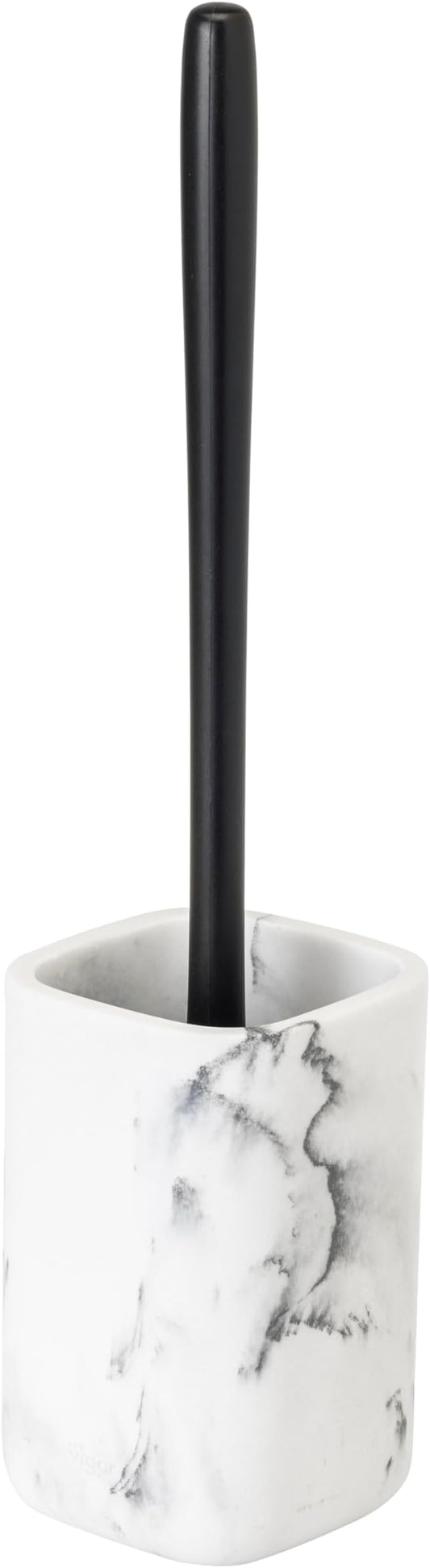 Vigar Zense Toilet Brush and Holder Set, Toilet Bowl Brush with Polyresin Stone Holder, Bathroom Sets for Bathroom Decor and Accessories, White Marble