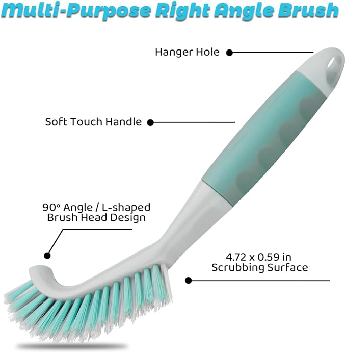 3 Pack Scrub Brush Set, Heavy-Duty Scrub Scrubbing Brushes for Cleaning, Grout Brush with Stiff Bristles Cleaning Brush for Bathroom, Bathtub, Kitchen, Floor, Tub, Tile, Sink