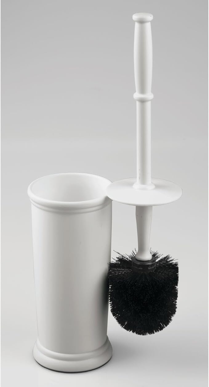 mDesign Toilet Bowl Brush and Holder - Covered Bathroom Toilet Brush - Standing Toilet Bowl Scrubber in Modern Holder - Space Saving, Deep Cleaning Brush for Toilet - Hyde Collection - Light Gray