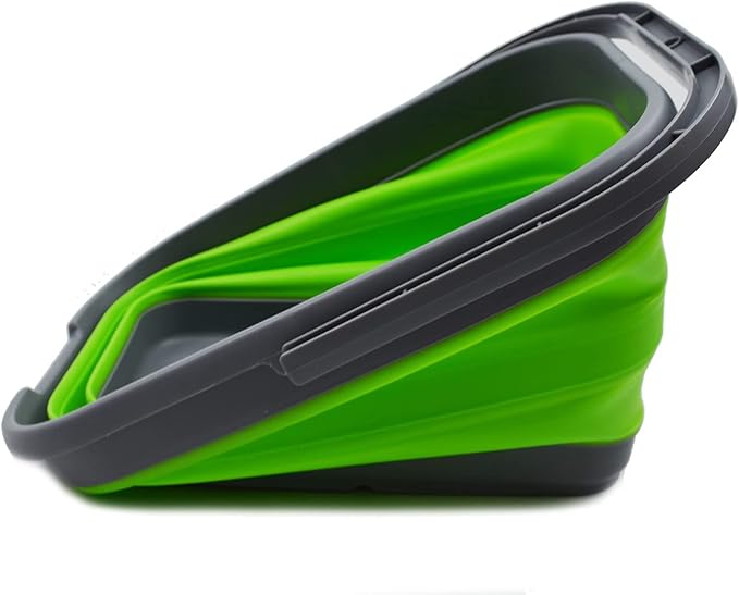 SAMMART 12L (3.1 Gallon) Collapsible Rectangular Handy Bucket (1, Dark Grey/Green)