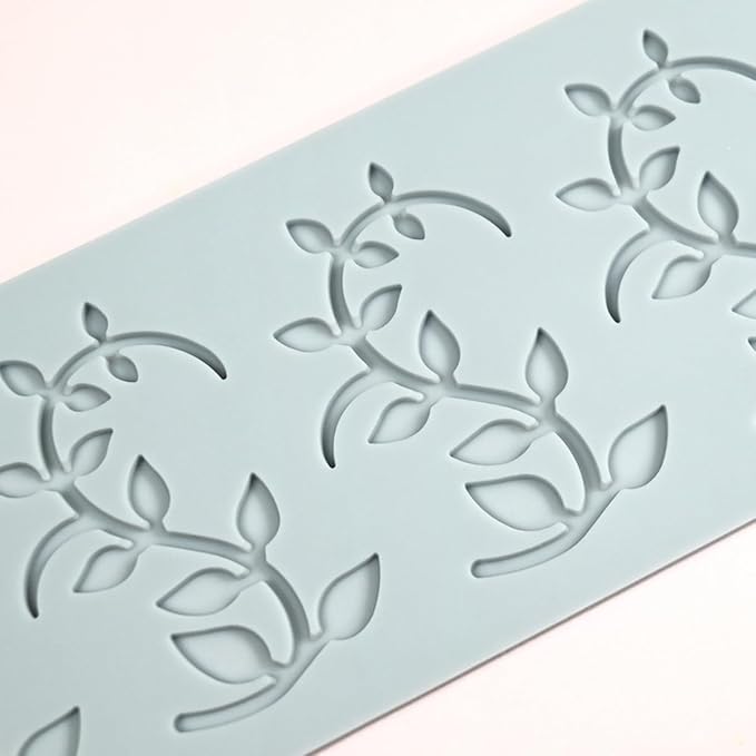 TUKE Tuile Molds Silicone Curved Leaf Silicone Hollow Mold Candy Mold Lace Mat for Cake Sugar Craft Decoration Chocolate Fondant Tuille Paste Baking Gummy Mould (Curved Leaf_9.6x2.64x0.12inch)