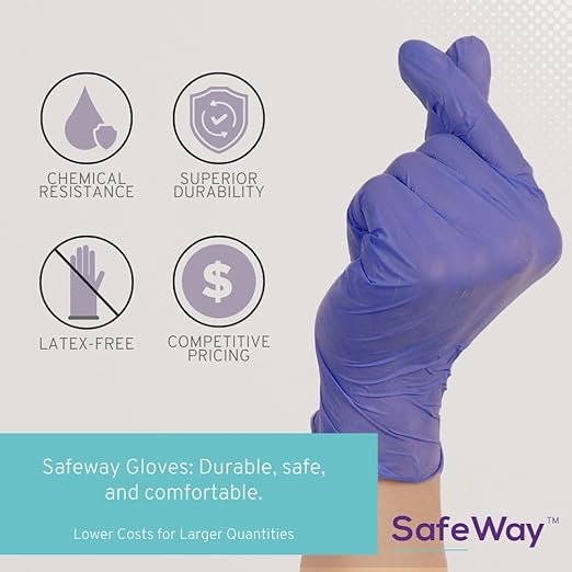 SafeWay Nitrile Gloves, 2000 Ct, Medium, Powder-Free, Latex-Free, All-Purpose, Professional Disposable Gloves with Textured Fingertips for Medical Use, Food Prep, Cleaning, Tattoo & More