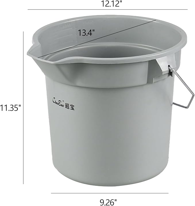 Kiddream 6 Pack 3.5 Gallon Utility Bucket with Handle, Cleaning Bucket with Pour Spout, Grey