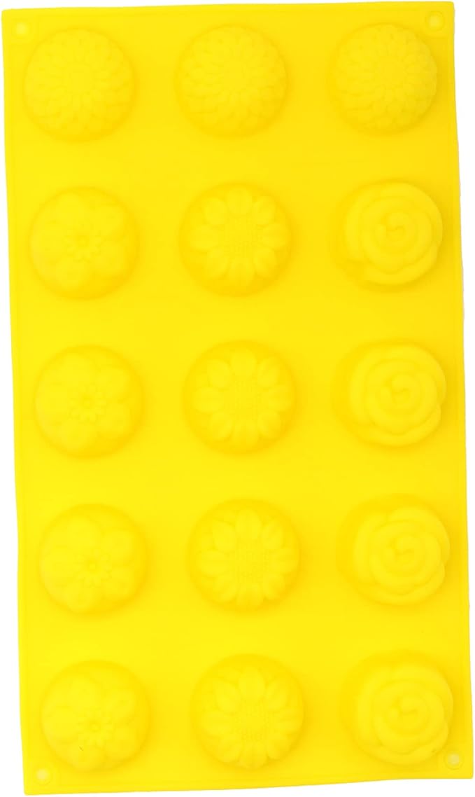 X-Haibei Floral Silicone Mold – Sunflower, Chrysanthemum, Rose, and Small Flower Designs – Perfect for Guest Soap, Sample Soap, Lotion Bars, Chocolate, and Jello 1oz, Dia. 1.6inch