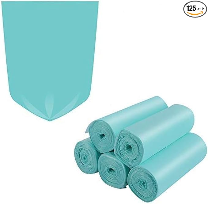 1.2 Gallon Biodegradable Trash Bags Small Trash Bags Unscented Garbage Bags Compostable Wastebasket Can Liners for Bathroom,Home, Office , Baby diaper(Emerald, 125 Count (Pack of 1))