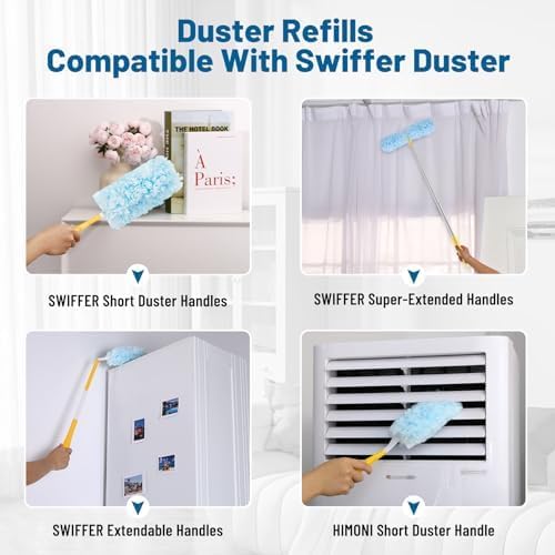 Duster Refill for Swiffer Duster Refill，360 Dusters Heavy Duty Refills, Multi Surface Disposable Duster Kit Unscented for Home, Office, Furniture (50 Count + 2 Handle)