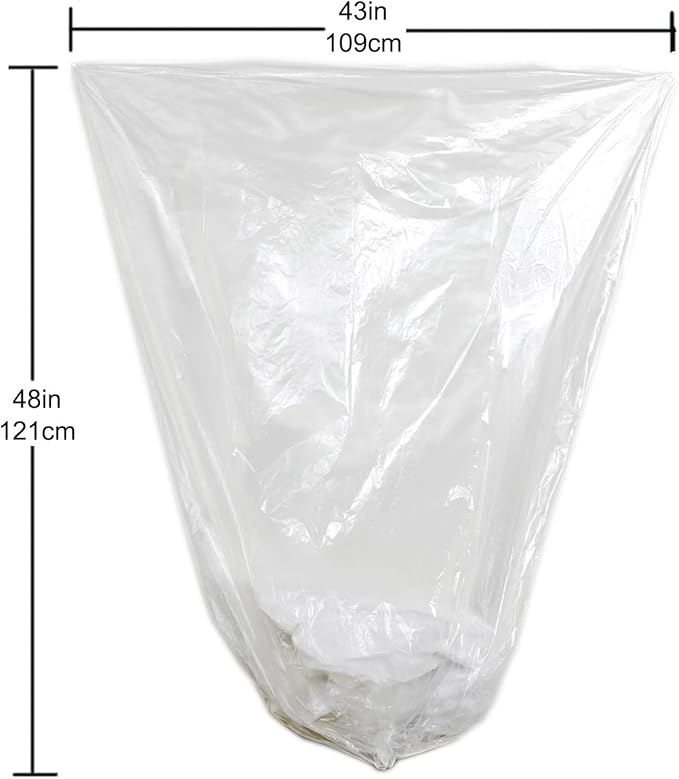 TYPLASTICS 45-48 Gallon Clear Trash Can Liners - 43" x 48" - High Density Garbage Bags - 200 Pack - Multipurpose for Office, Yard, Recycling, Industrial and Commercial