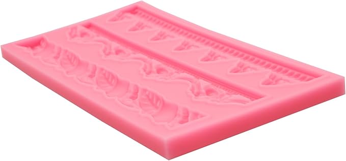 Art Molds for Cake Decoration, Baroque Scroll Silicone Fondant Molds, Floral Relief Border Chocolate Baking Molds for Resin Plaster Air Dry Clay(3-Cavity)